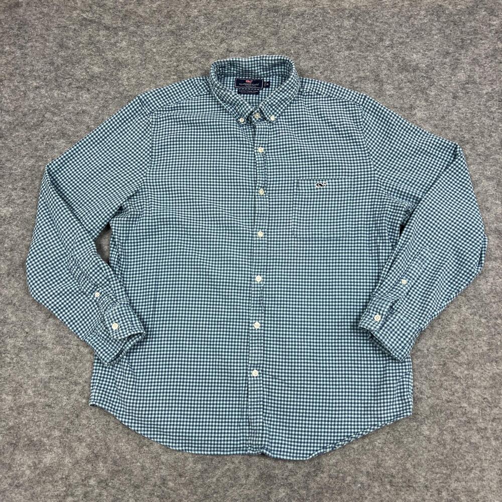 Vineyard Vines Shirt Mens XL Blue Check Button Up Slim Tucker Flannel Outdoors